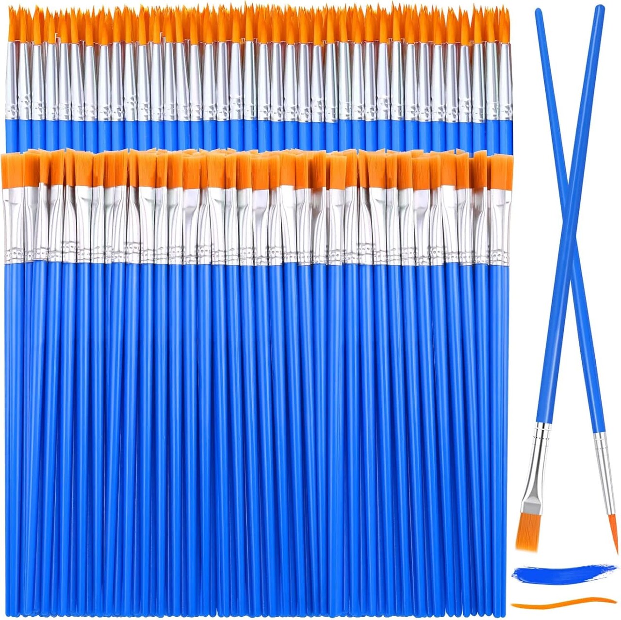 126 Pcs Small Paint Brushes Bulk, Flat and Round Pointed Paint Brushes Set for Kids Craft Brushes for Classroom Acrylic Oil Watercolor Canvas Face Painting